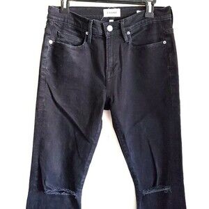 FRAME Denim Le Homme Black Skinny Straight Leg Jeans - busted knee sz 30